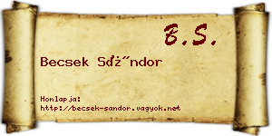 Becsek Sándor névjegykártya